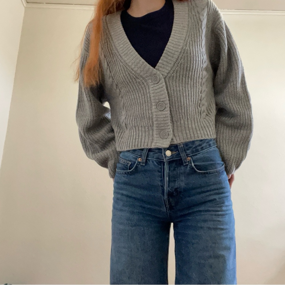 H&M Gray Knit Cardigan Sweater